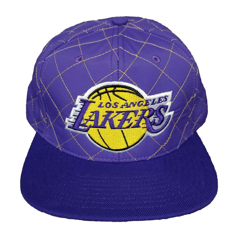 LA Lakers Mitchell & Ness NBA Snapback Hat Cap 3D Logo Purple Quilted New
